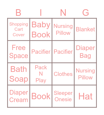 Baby Bingo Card
