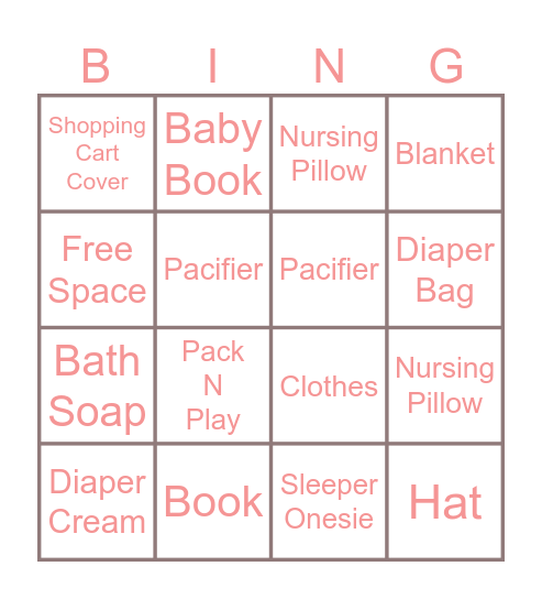 Baby Bingo Card