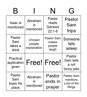 Faith Over Fear: A Family Sacrifice Bingo Card