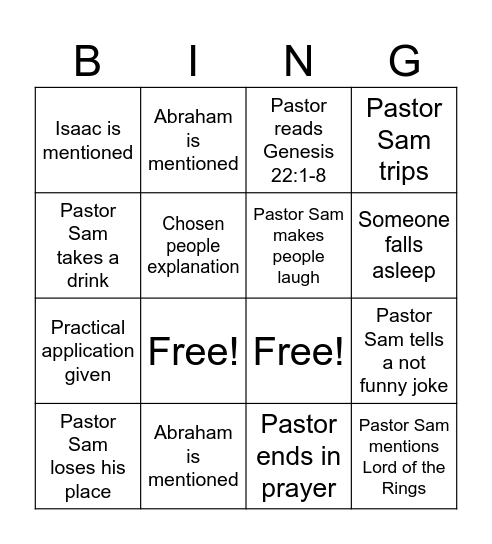 Faith Over Fear: A Family Sacrifice Bingo Card
