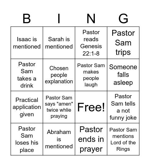 Faith Over Fear: A Family Sacrifice Bingo Card