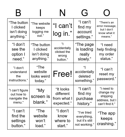 Asking Questions and Requesting for Help Bingo Card