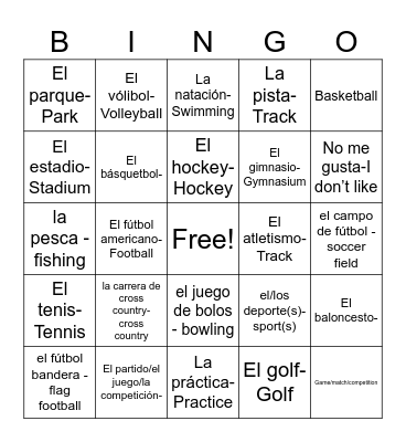 Los Deportes (pgs.1&2) Bingo Card
