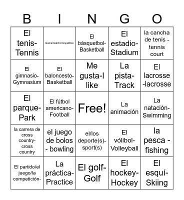 Los Deportes (pgs.1&2) Bingo Card
