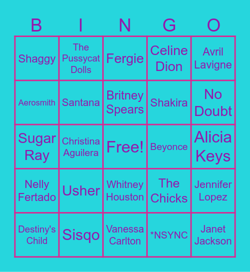 Bach to Y2K Bingo Card
