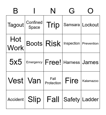 Safety Bingo Card