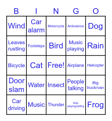Nature Sounds Bingo Card