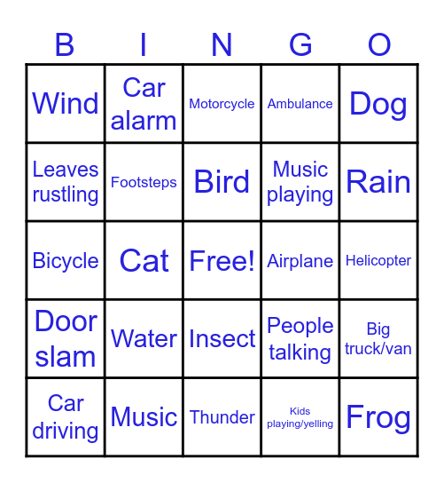 Nature Sounds Bingo Card