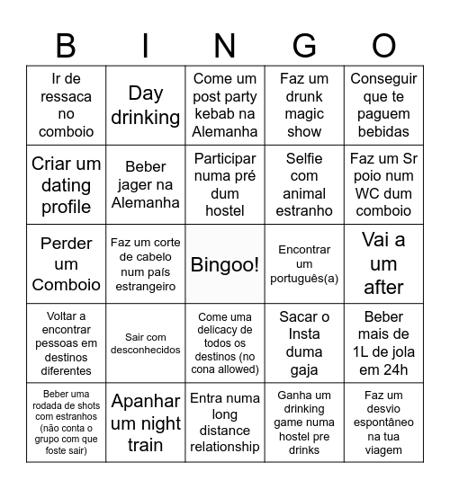 JÓ TÓur Bingo Card