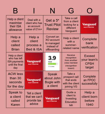 Tax-Year BINGO Card