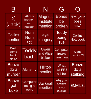 Protocol part 35 BINGOOOOOOO Bingo Card