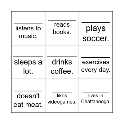 Find a Friend Who... Bingo Card