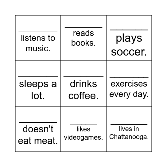 Find a Friend Who... Bingo Card