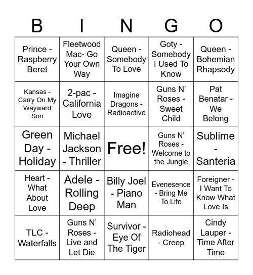 Jack FM Bingo Card