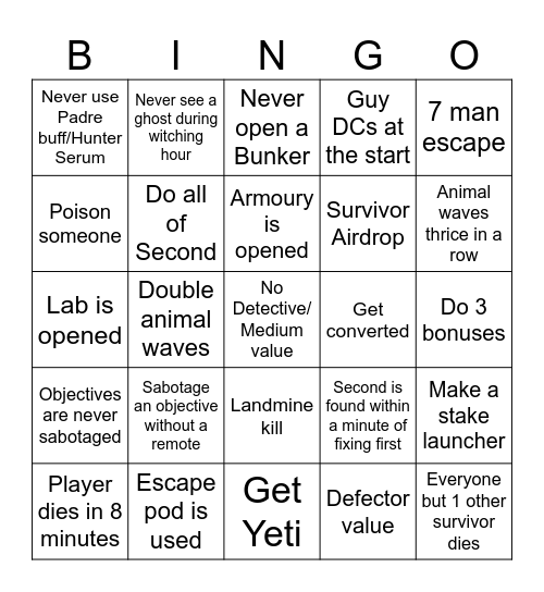 Blackout Bingo Card