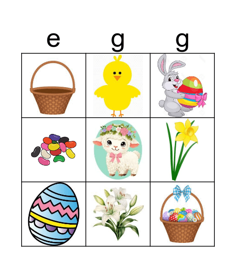 Easter Bingo 9 picture Bingo Card