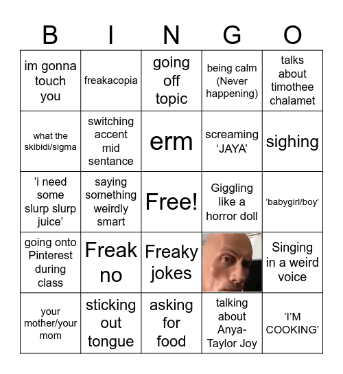 Frannykins Bingo Card