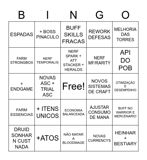 UPDATE 0.2 Bingo Card