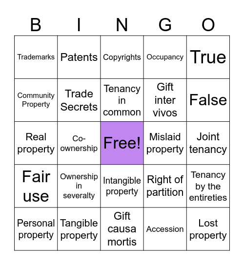 H BLAW 2 - Unit 3 (part 1) Bingo Card