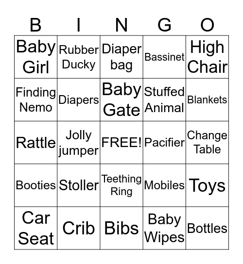 Nat 's Baby Shower Bingo  Bingo Card