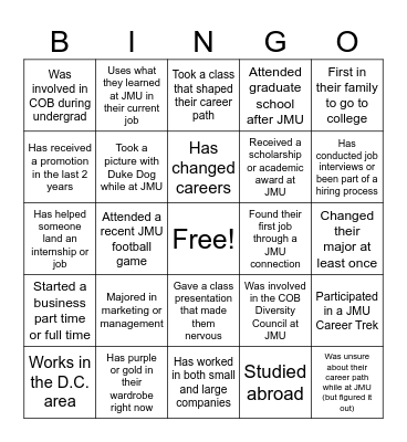 SDC Networking Bingo Card