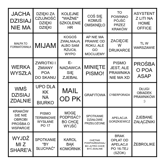 LITI SUPPORT BINGO Card