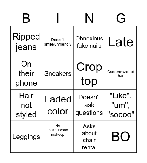 WCTC Bingo Card