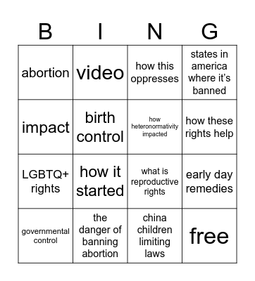 reproductive rights #1 Bingo Card