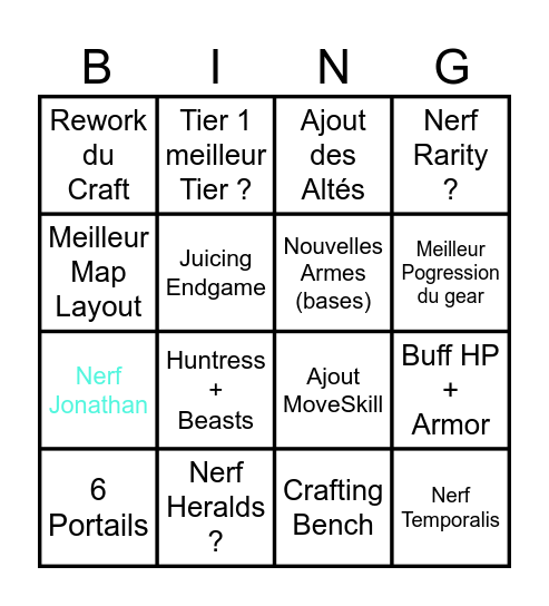 ZERO POINTé (deux) Bingo Card