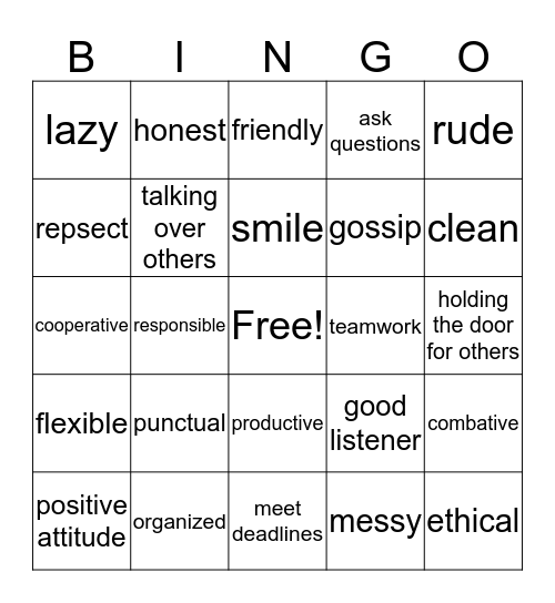 Workplace Bingo Card