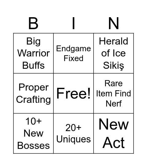 Talha POE2 0.2.0 Bingo Card