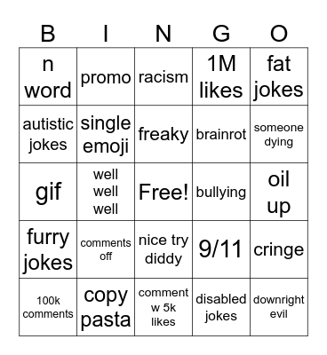 ig reels Bingo Card