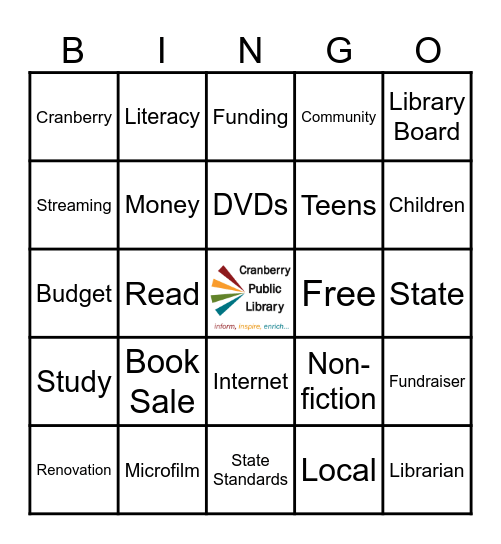 Cranberry Library Bingo Card