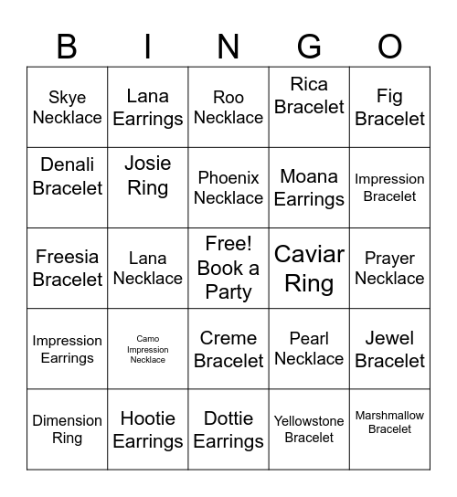 Blingo Bingo Card