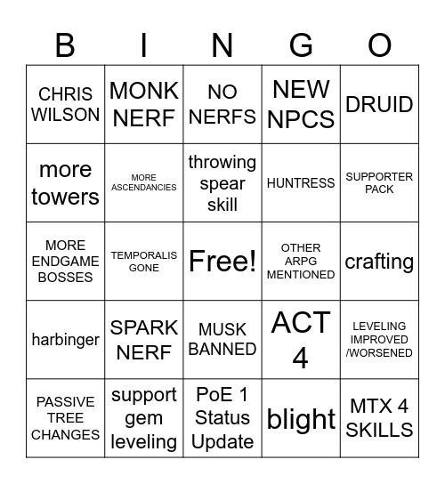 0.2 Bingo Card