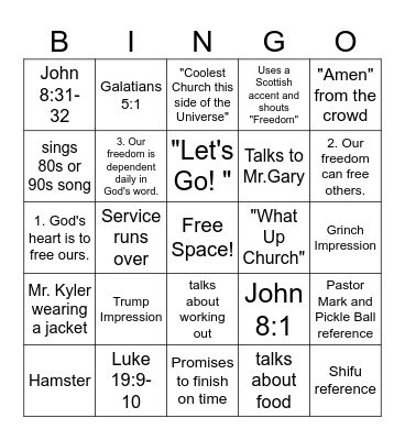 Family Church Bingo Card