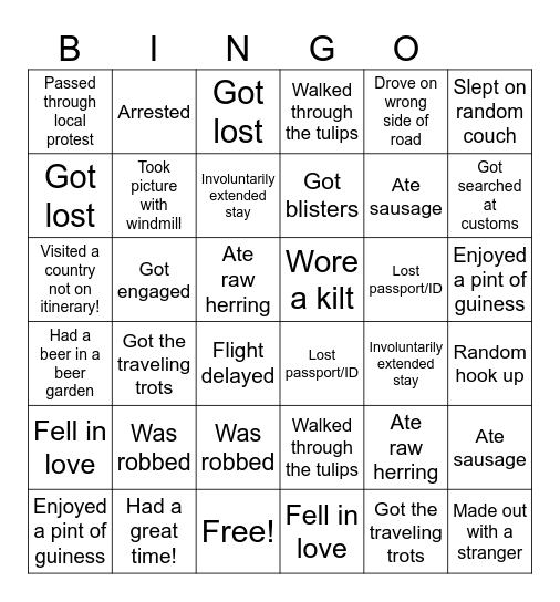Adventures of Joel Bingo Card