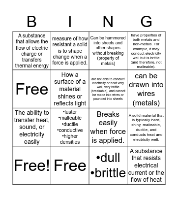 ScienceVocab Bingo Card