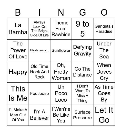 Movie Singo Bingo Card
