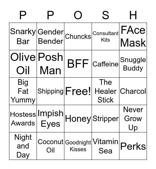 Perfectly Posh Bingo Card
