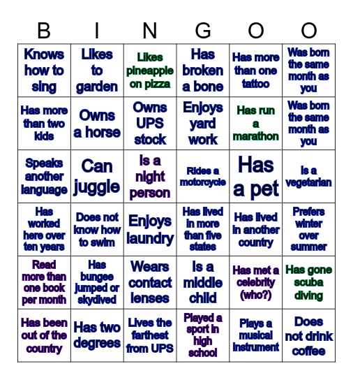 DAY SORT HUB AND RAMP BINGO Card
