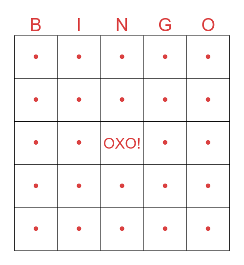 OXO Sales Meeting Bingo Card