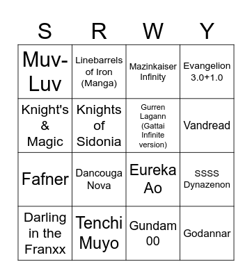 SRW Bingo Card