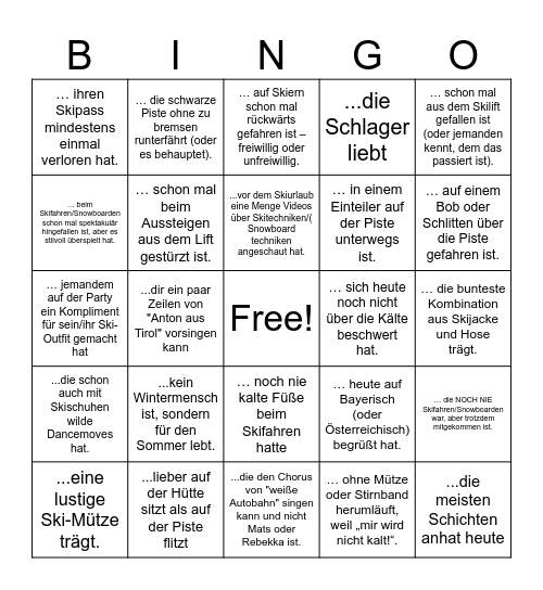 Finde eine Person, die... Bingo Card