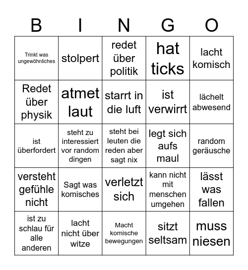 Autisten Biongo Bingo Card