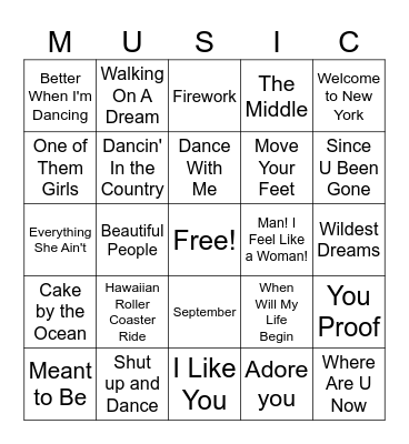 Music Bingo Card