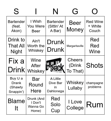 Drinking & Bars Bingo Card