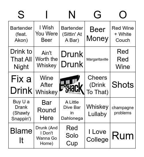 Drinking & Bars Bingo Card