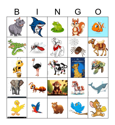 ANIMALS Bingo Card