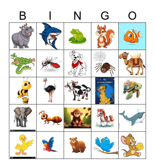 ANIMALS Bingo Card